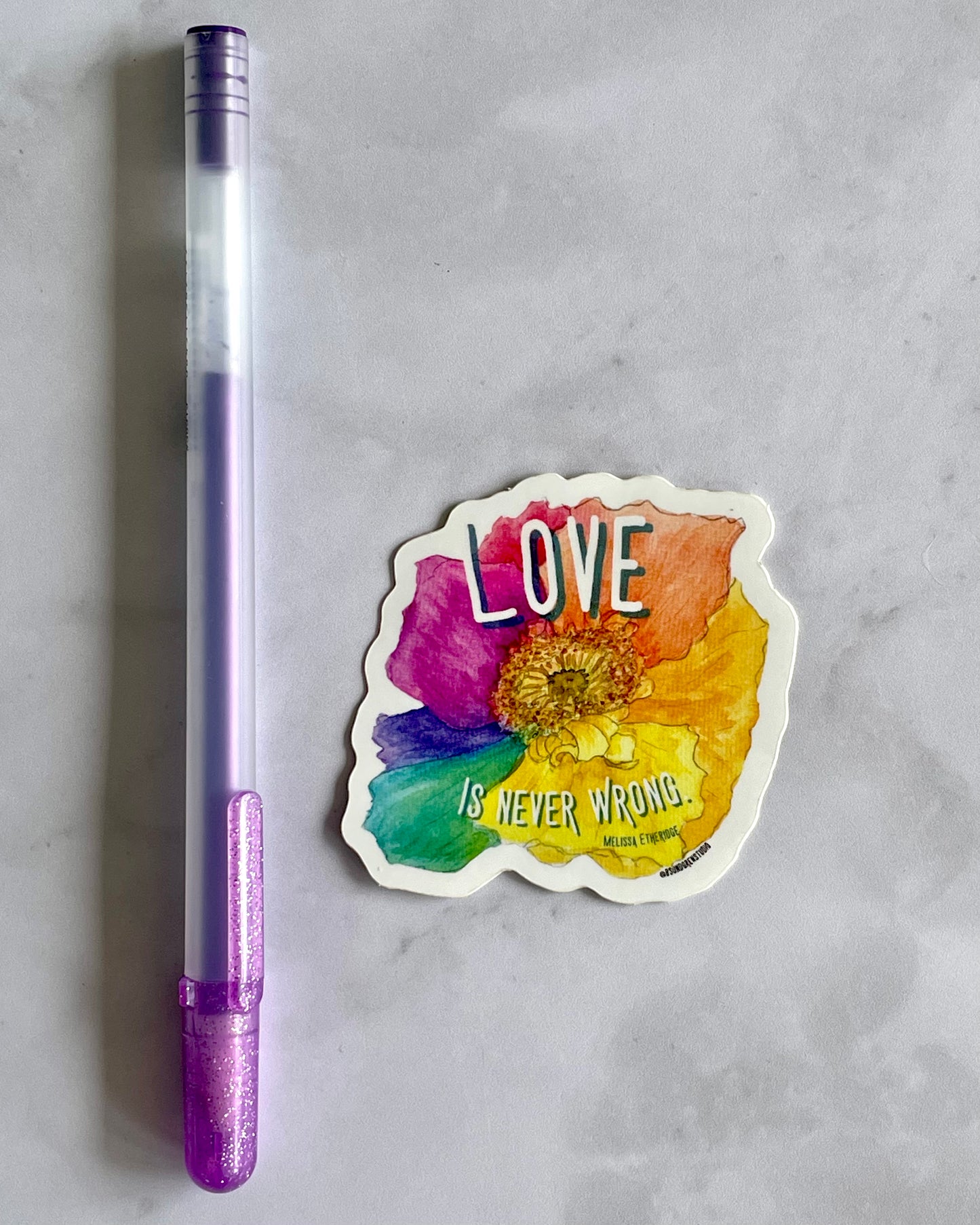 Love Is Never Wrong Rainbow Flower Sticker