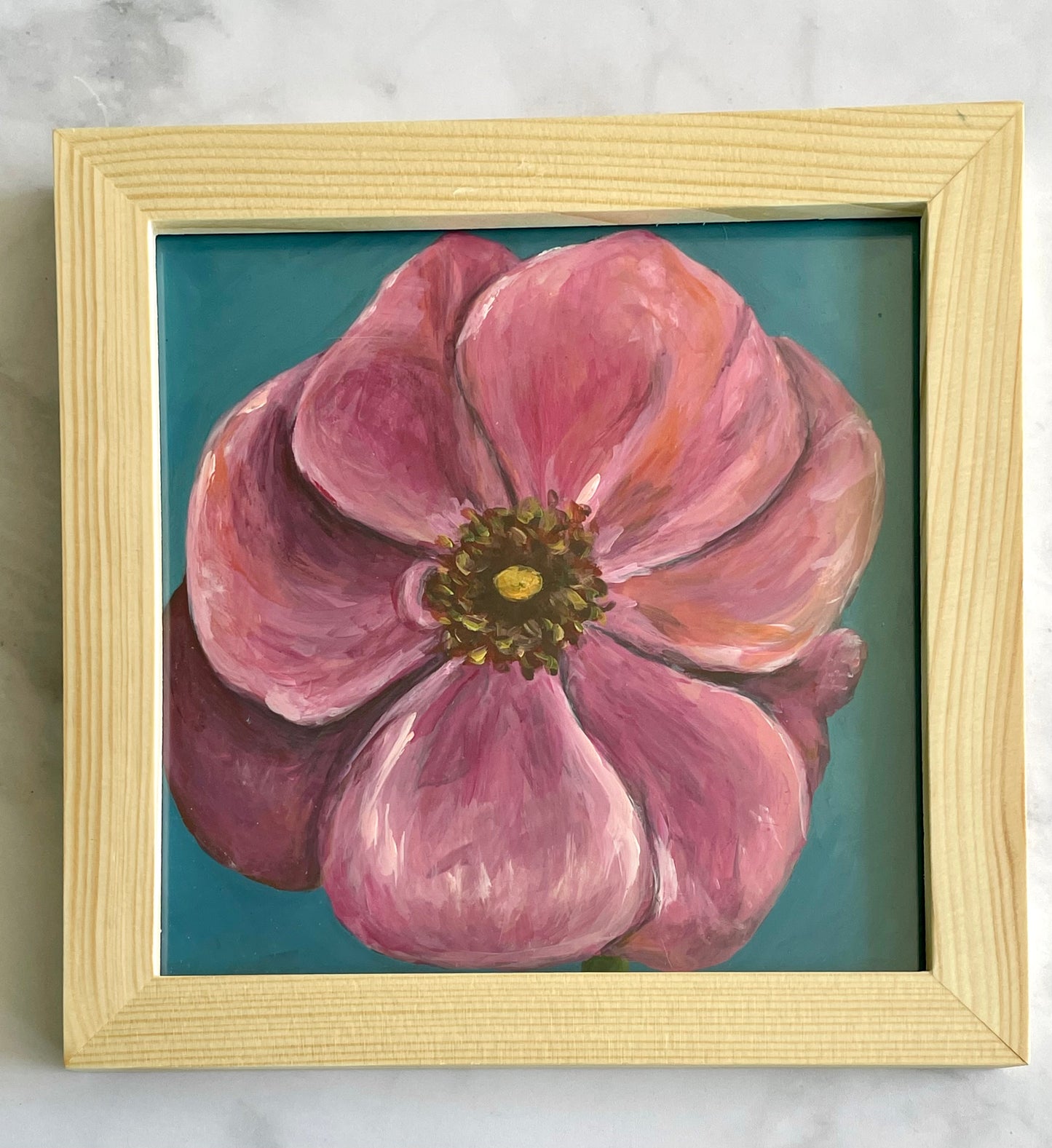 Pink Poppy 6” Framed Painting