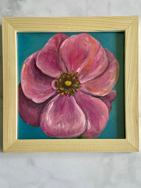 Pink Poppy 6” Framed Painting